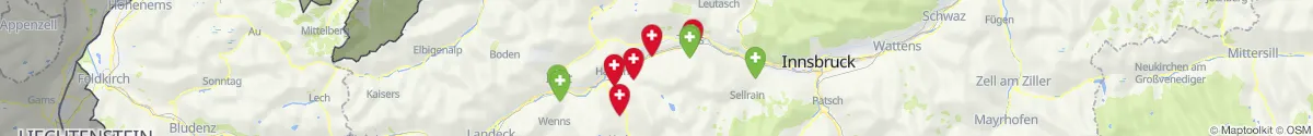 Kartenansicht für Apotheken-Notdienste in der Nähe von Mötz (Imst, Tirol)